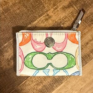 Coach Colorful Canvas Coin Pouch Keychain